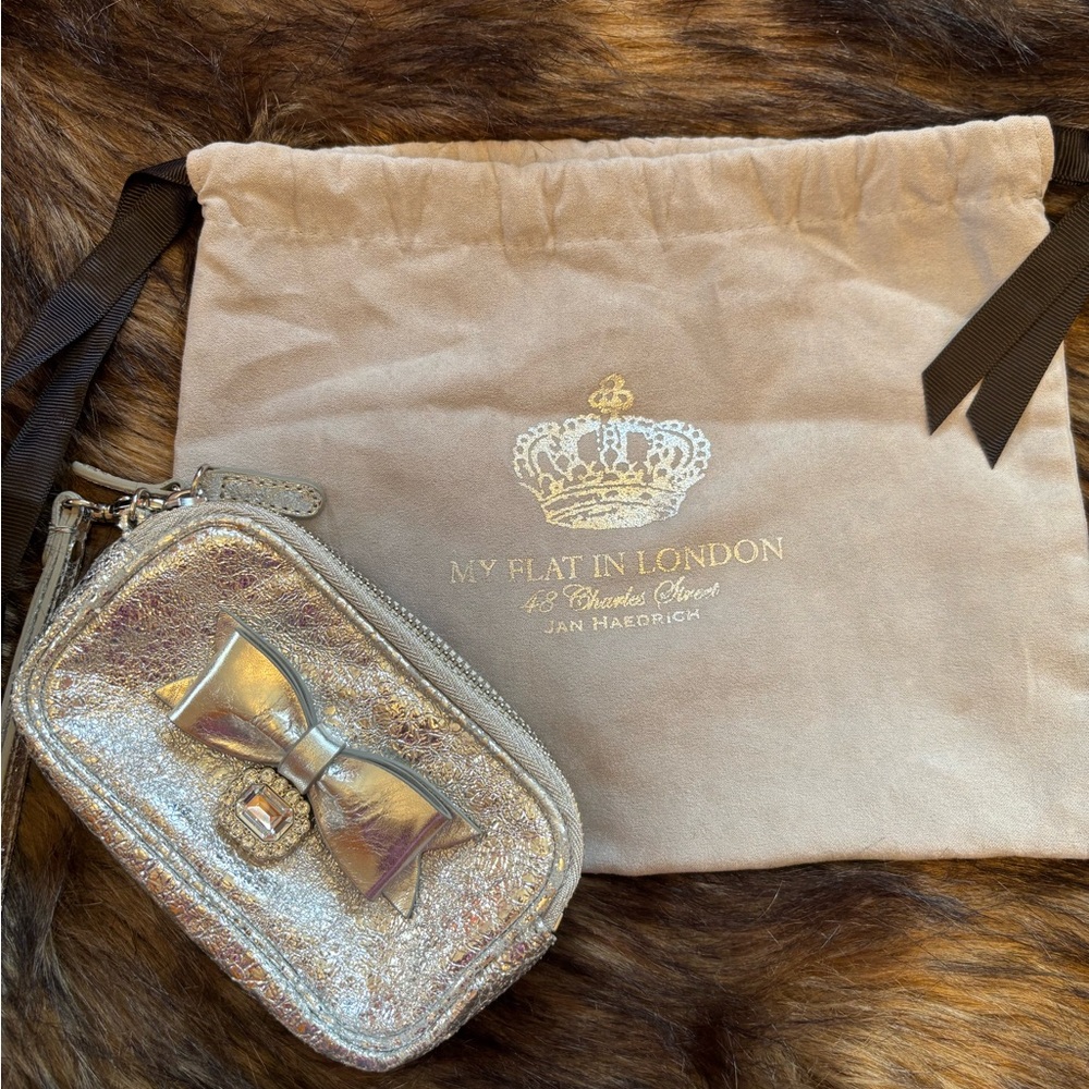 My Flat in London Silver Clutch with Jeweled Bow Accent - Picture 2 of 16